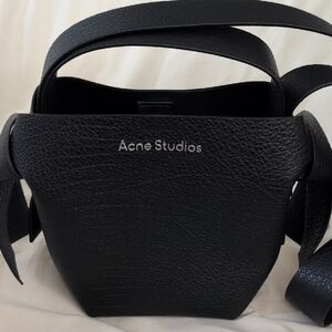 Acne Studios Musubi Mini Black Textured Leather Shoulder Bag New Without Tags